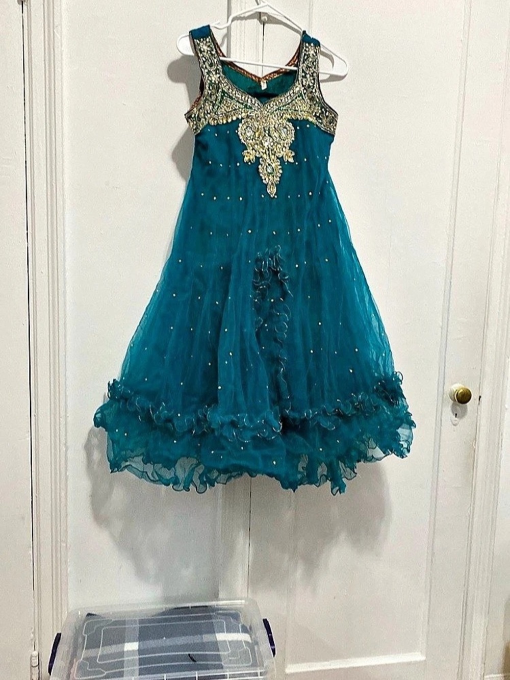 Girls Formal Embellished Blue Dress Like New